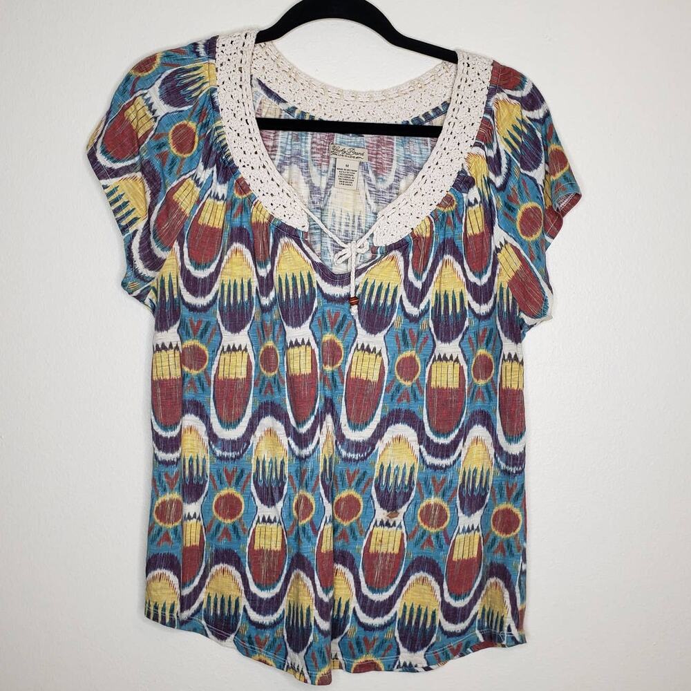 Lucky Brand| Geometric Shaped Crochet Collar Top